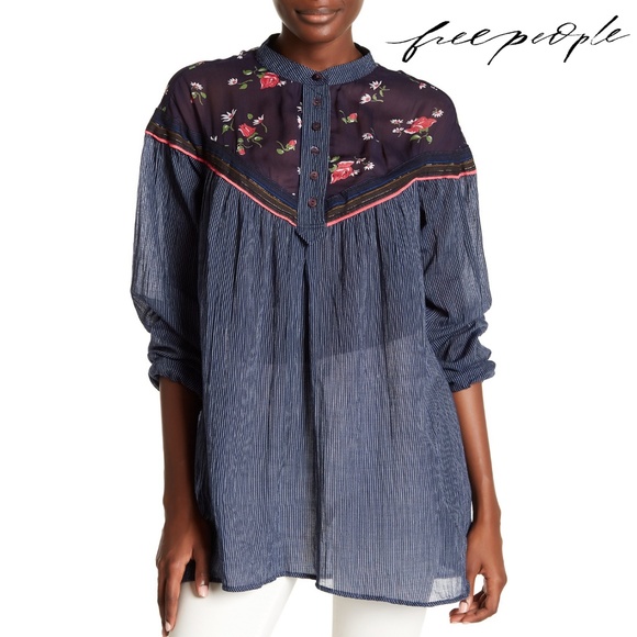 Free People Tops - Free People Hearts & Colors Boho Peasant Blouse
